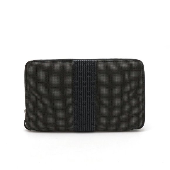 HERMES Hermes Air Line Purse GM Round Long Wallet Passport Case Canvas Grey - Picture 2 of 7